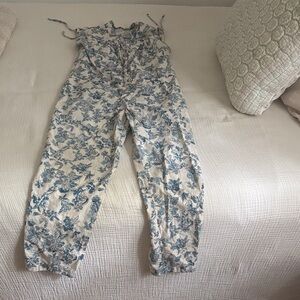 Matta Blue and Cream Floral Jumpsuit